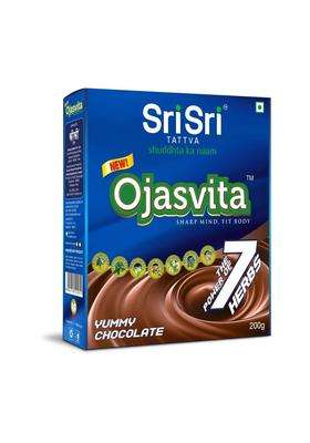 Sri Sri Tattva Ojasvita Chocolate Powder 200g | Memory Energy Immunity & Overall Wellness | 7 Herbs Health Drink Mix | Mix with Milk