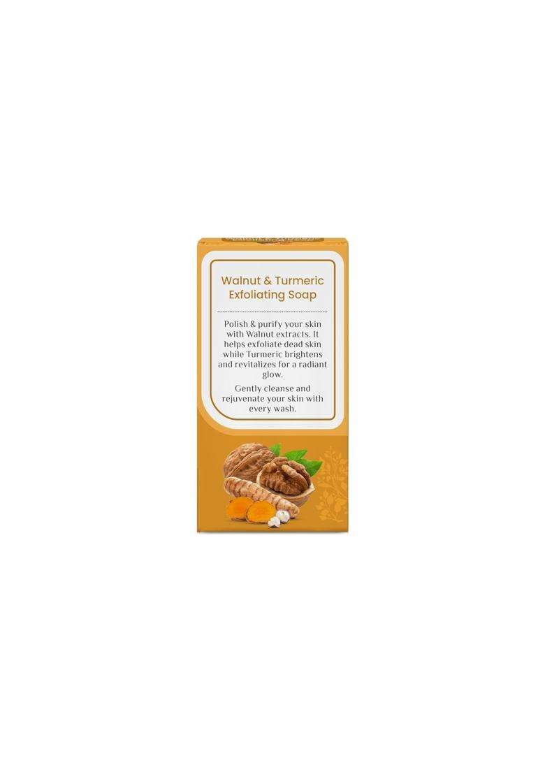 Sri Sri Tattva Walnut & Turmeric Exfoliating Soap Mega Saver (100g Each) (Pack of 4) | For a Radiant Glow & Clear Skin | Grade 1 Soap - Indya
