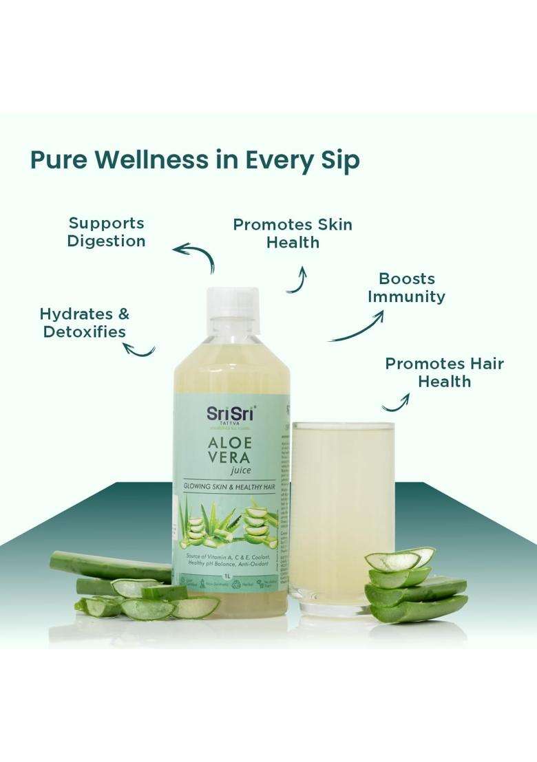 Sri Sri Tattva Aloe Vera Juice 1 L Each (Pack 3) | Natural | Supports Healthy Weight Management | Aids in Detox | Improve immunity - Indya