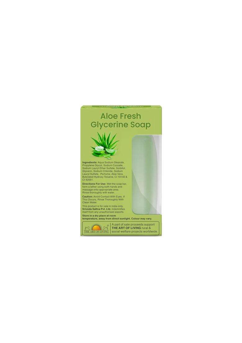 Sri Sri Tattva Aloe Fresh Glycerine Soap Mega Saver (125g Each) (Pack of 4) | Soothing & Hydrating Bathing Bar with Natural Aloe Vera - Indya