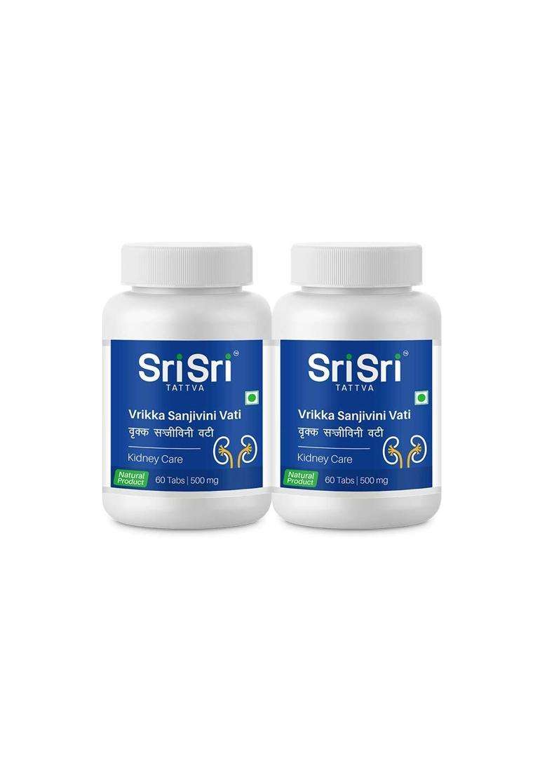 Sri Sri Tattva Vrikka Sanjivini Vati Tablets 500mg (Pack of 2) | Authentic Traditional Formula | 120 Tablets | Kidney Care & Renal Wellness - Indya