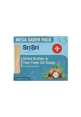 Sri Sri Tattva Shea Butter & Tea Tree Oil Soap Mega Saver (100g Each) (Pack of 4) | Grade 1 Soap for Daily Use