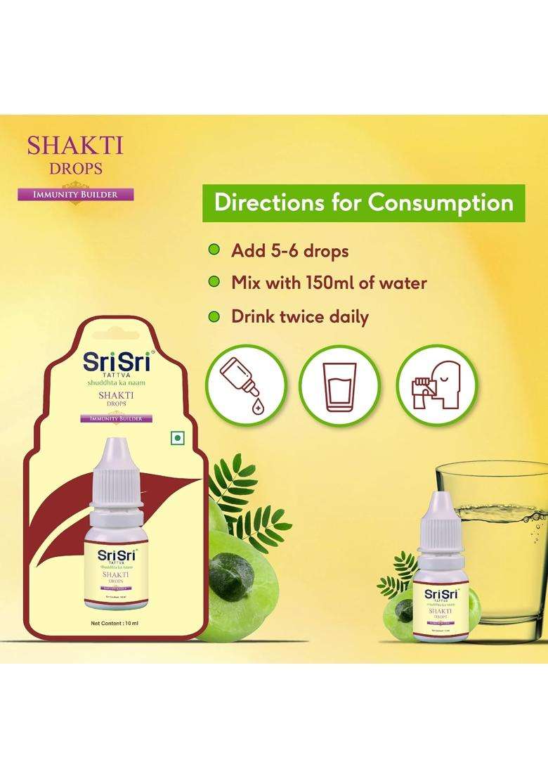Sri Sri Tattva Shakti Drops 10 ml (Pack of 4) | Natural Herbal Care | Immunity, Strength, Stamina & Daily Wellness Support - Indya