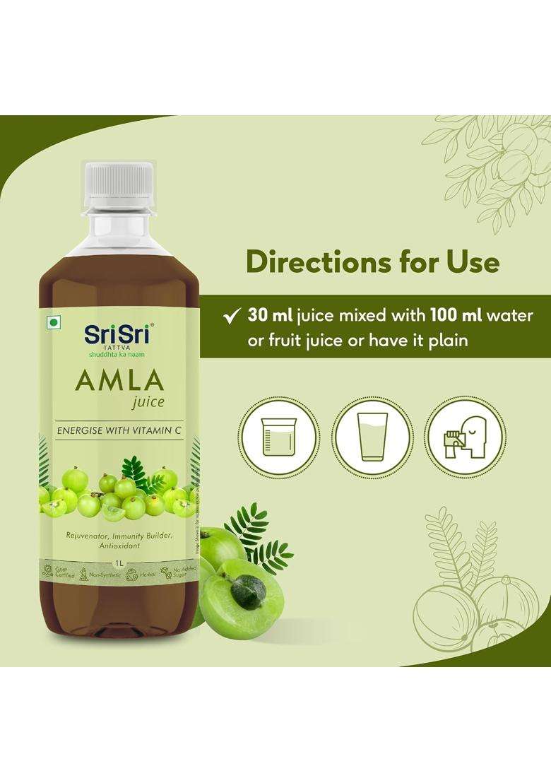 Sri Sri Tattva Amla Juice 1 L | Natural Herbal Care | Herbal & Pure | Rich in Vitamin C | Naturally boosts Immunity - Indya