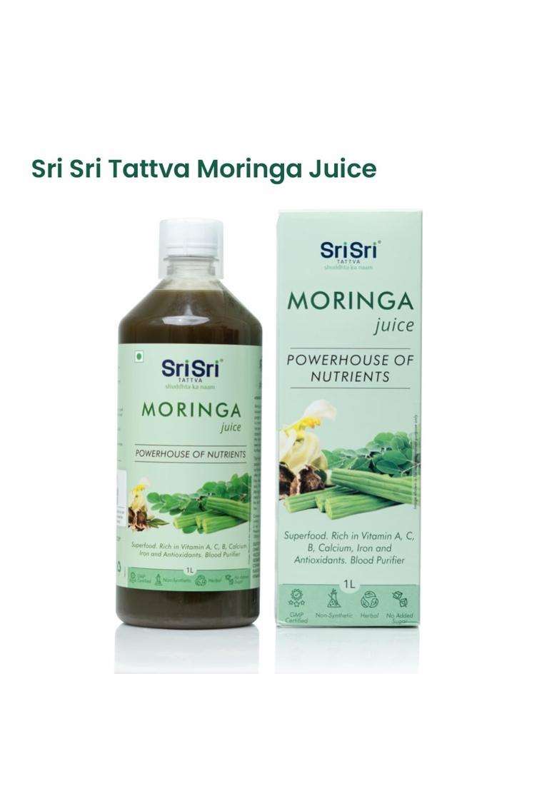 Sri Sri Tattva Moringa Juice 1 Litre | Natural Detox | Supports Weight Loss | No Added Sugar | Rich in Vitamin A,C,B,Calcium,Iron | Antioxidants - Indya