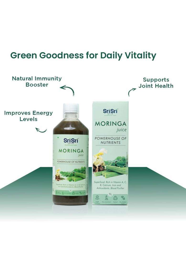 Sri Sri Tattva Moringa Juice 1 Litre | Natural Detox | Supports Weight Loss | No Added Sugar | Rich in Vitamin A,C,B,Calcium,Iron | Antioxidants - Indya