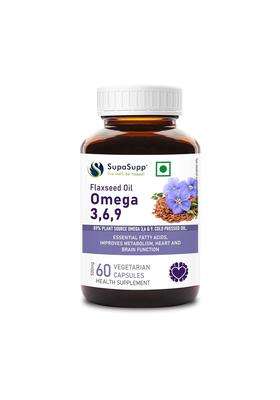 Sri Sri Tattva SupaSupp Flaxseed Oil Omega 3,6,9 60 Veg Cap, 500mg | Essential Fatty Acids, Improves Metabolism, Heart And Brain Function