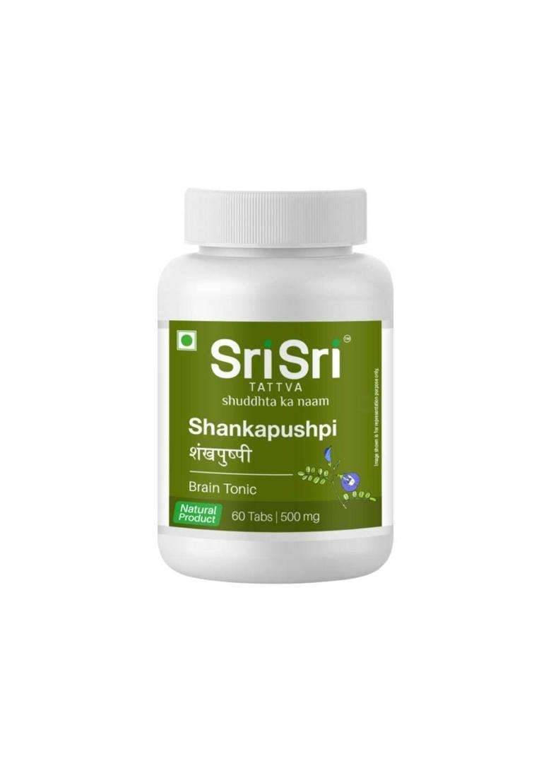 Sri Sri Tattva Shankapushpi 60 Tabs (Pack of 2) | Natural Herbal Care | Herbal, Pure Extract, 60 Tabs, 500mg - Indya