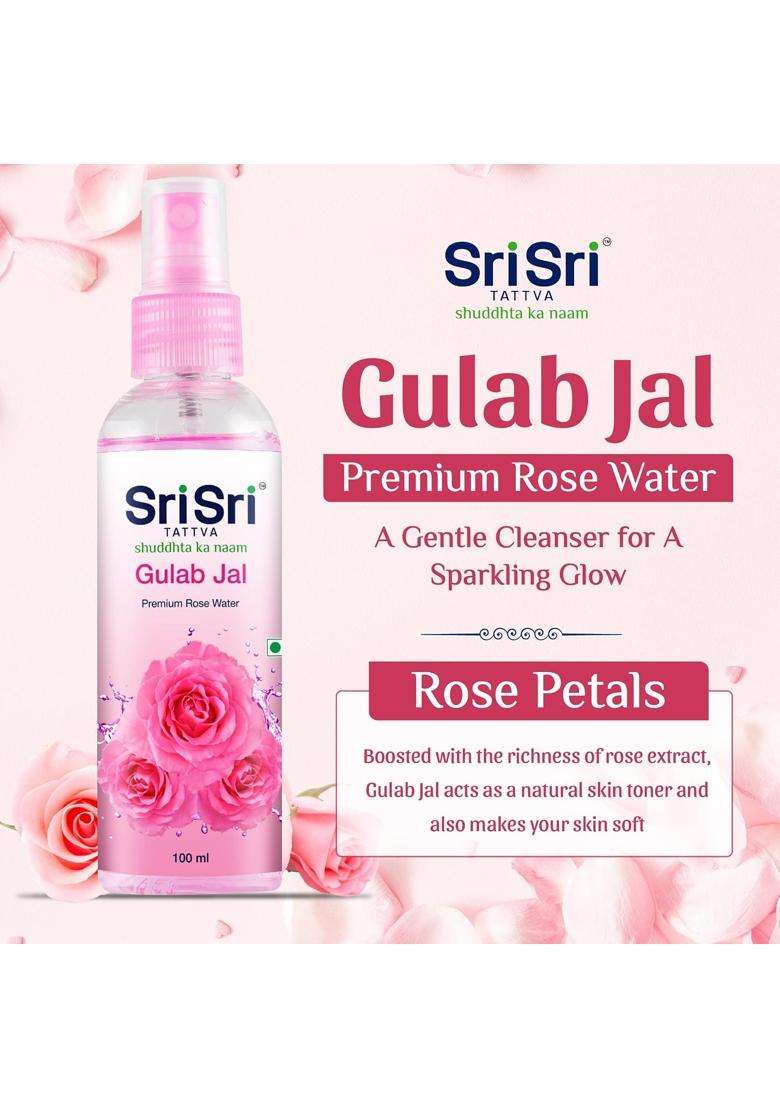Sri Sri Tattva Gulab Jal Spray 100 ml (Pack of 2) | Pure Rose Water Mist for Hydrated, Glowing Skin | Premium Toner & Cleanser for Soft, Smooth Skin - Indya