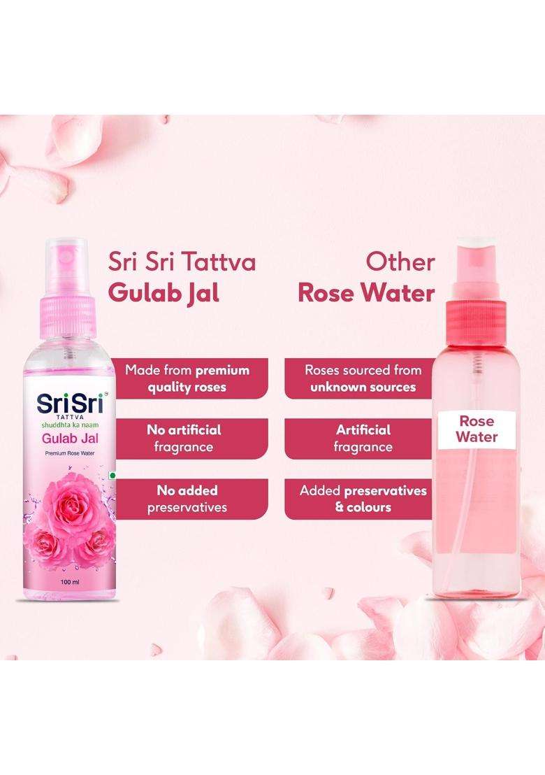 Sri Sri Tattva Gulab Jal Spray 100 ml (Pack of 2) | Pure Rose Water Mist for Hydrated, Glowing Skin | Premium Toner & Cleanser for Soft, Smooth Skin - Indya