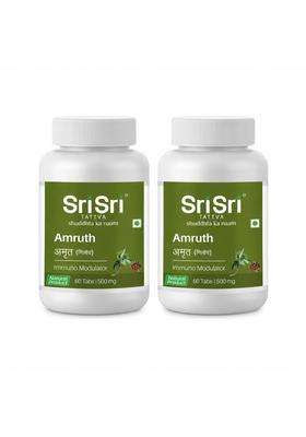 Sri Sri Tattva Amruth Giloy Tablets 500 mg, 60 Tablets (Pack of 2) | Natural Herbal Care | Immunity, Digestion, Joint & Overall Wellness Support