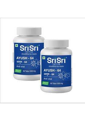 Sri Sri Tattva Ayush 64 Tablets 500mg (Pack of 2) | Authentic Traditional Formula | 120 Tablets | Immunity & Respiratory Wellness | 60 Tablets