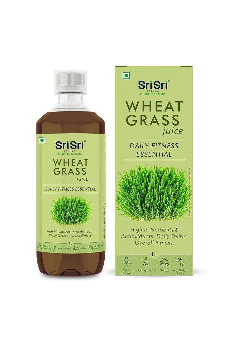 Sri Sri Tattva Wheat Grass Juice 1L | Rich in Vitamins Minerals & Antioxidants | Wheatgrass Leaf Extract | Daily Wellness Drink - Indya