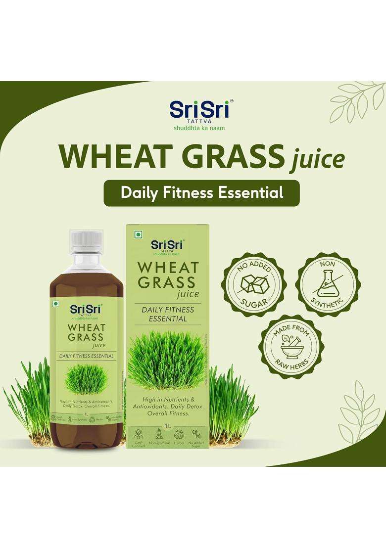 Sri Sri Tattva Wheat Grass Juice 1L | Rich in Vitamins Minerals & Antioxidants | Wheatgrass Leaf Extract | Daily Wellness Drink - Indya
