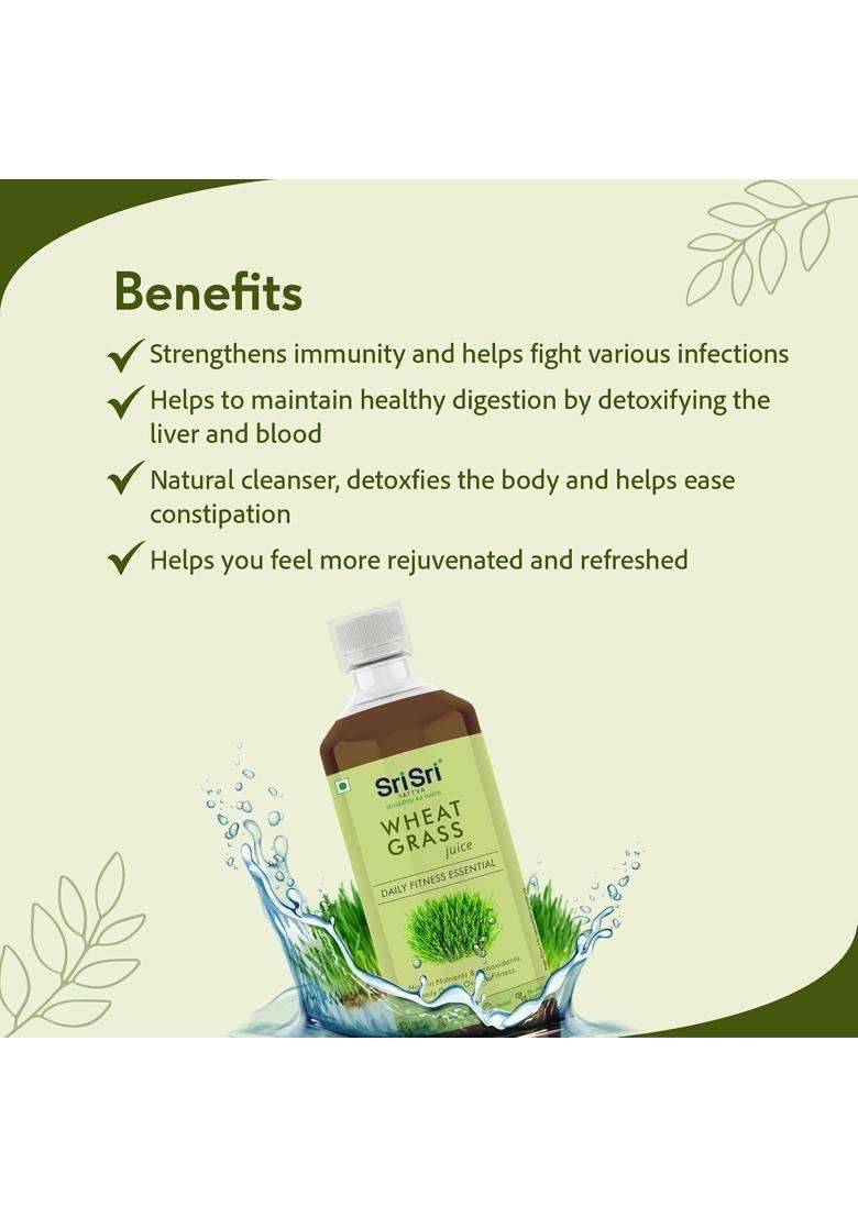 Sri Sri Tattva Wheat Grass Juice 1L | Rich in Vitamins Minerals & Antioxidants | Wheatgrass Leaf Extract | Daily Wellness Drink - Indya