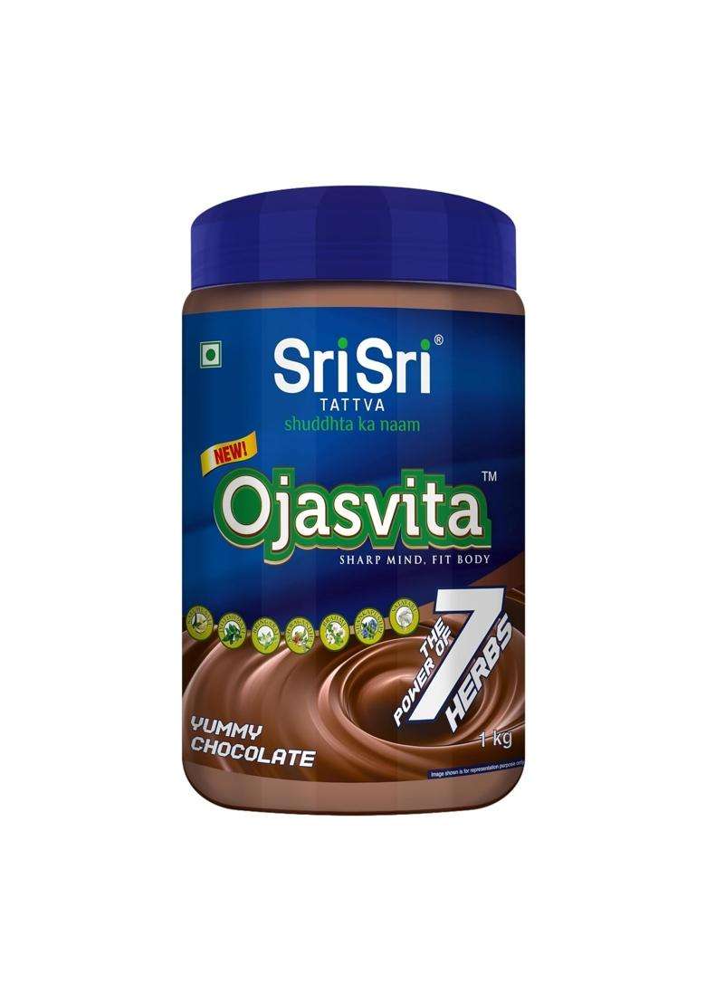 Sri Sri Tattva Chocolate Ojasvita 1kg Pet Jar (Pack of 2) | For Sharp Mind and Healthy Body | No Sugar | Milk Mix | Goodness of 7 Herbs - Indya
