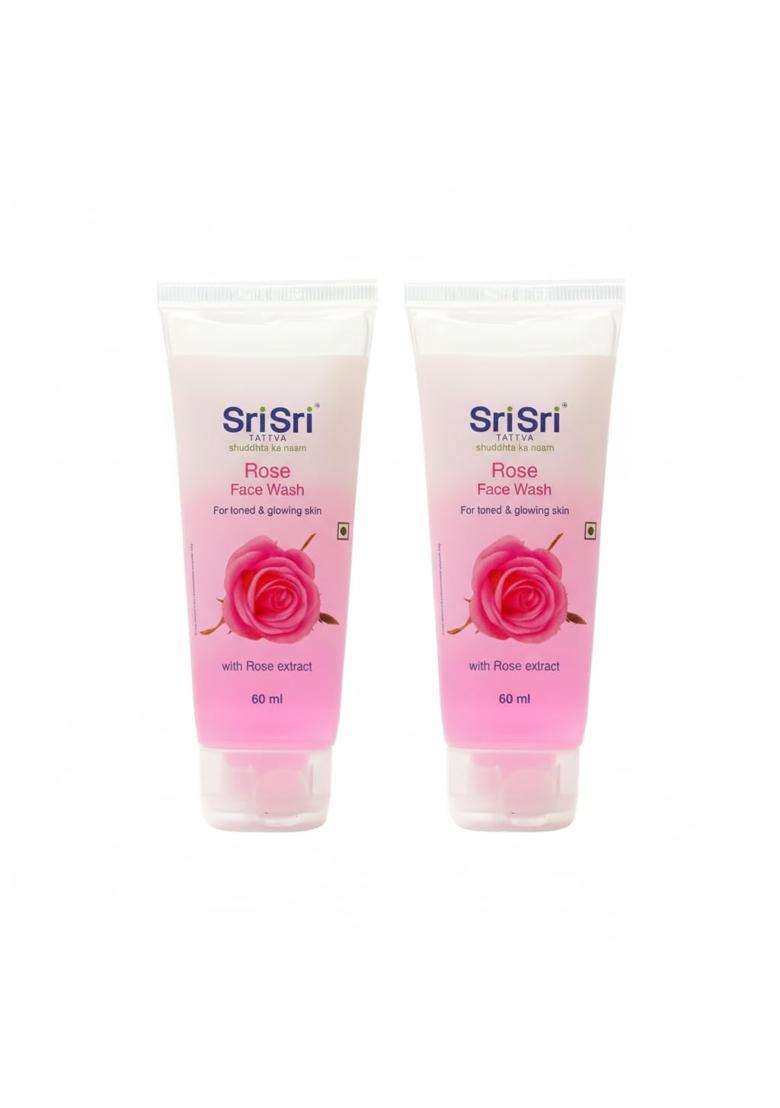 Sri Sri Tattva Rose Face Wash All Skin Types 60 ml (Pack of 2) | For Toned, Radiant, Glowing Skin - Indya