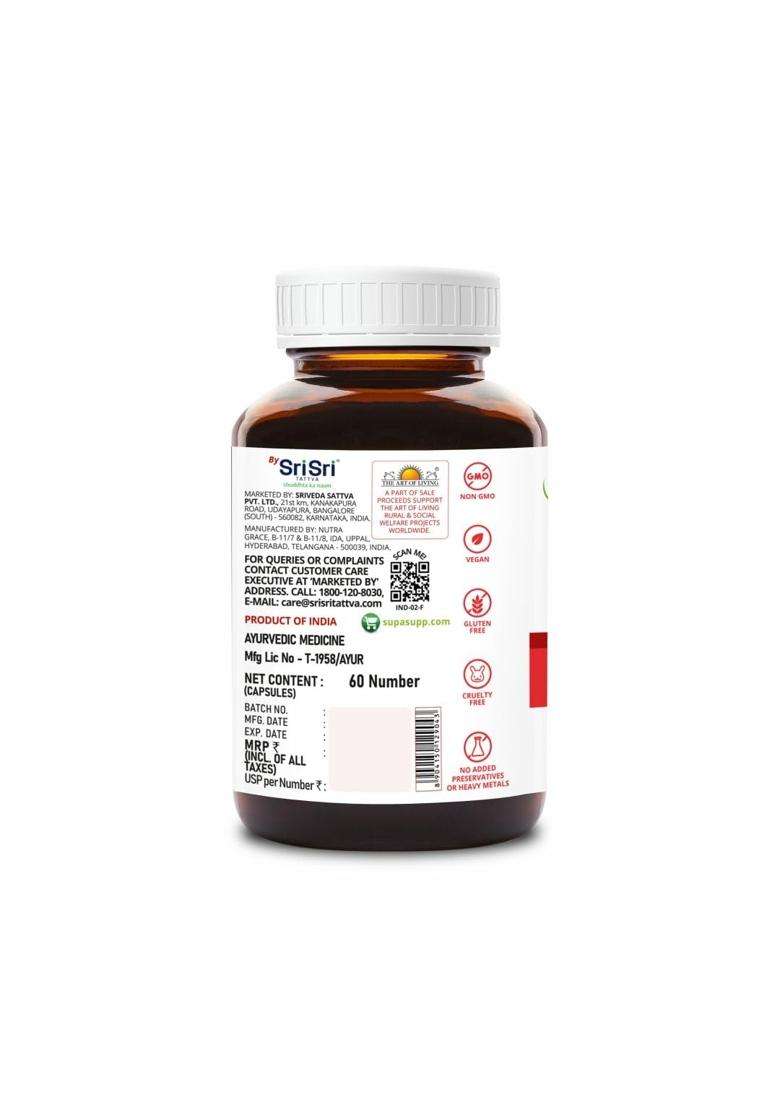 Sri Sri Tattva SupaSupp Garlic Oil Capsules 500 mg, 60 Veg Capsules | Heart, Cholesterol, Digestion & Healthy Circulation Support - Indya
