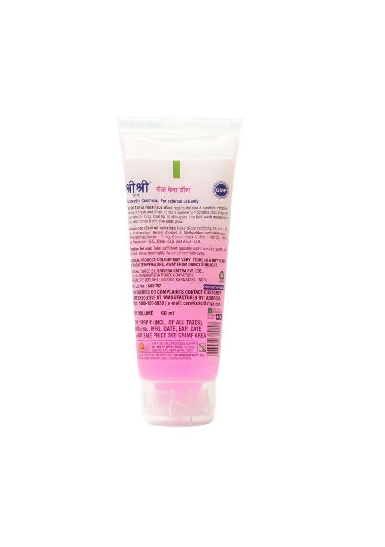 Sri Sri Tattva Rose Face Wash All Skin Types (60 ml ) (Pack of 4) | For Toned, Radiant, Glowing Skin - Indya