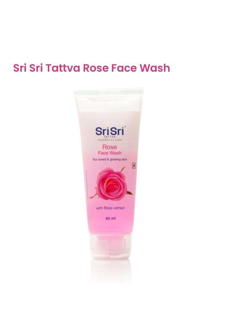 Sri Sri Tattva Rose Face Wash All Skin Types (60 ml ) (Pack of 4) | For Toned, Radiant, Glowing Skin - Indya