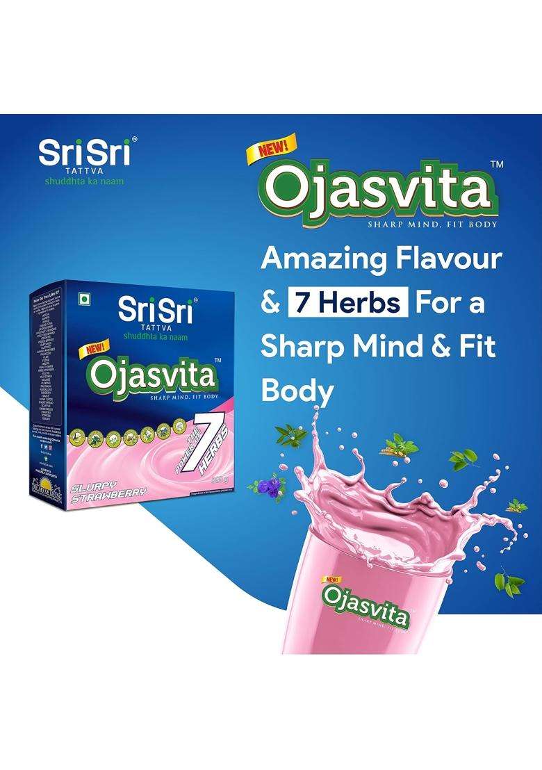 Sri Sri Tattva Ojasvita Slurpy Strawberry 200 g | Memory, Immunity, Energy, Strength & Digestion Support - Indya