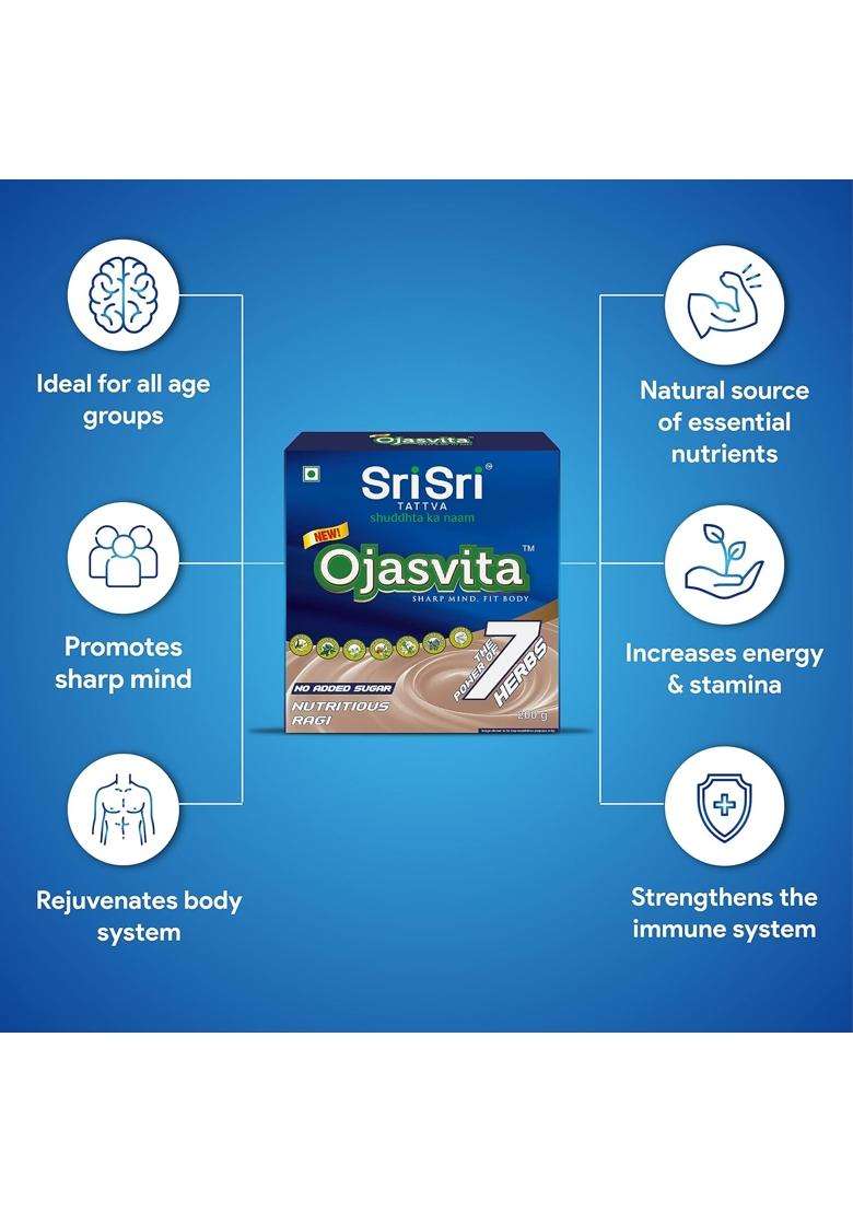 Sri Sri Tattva Ojasvita Ragi Box Refill 200 g | Drink Mix for Sharp Mind & Healthy Body - Indya