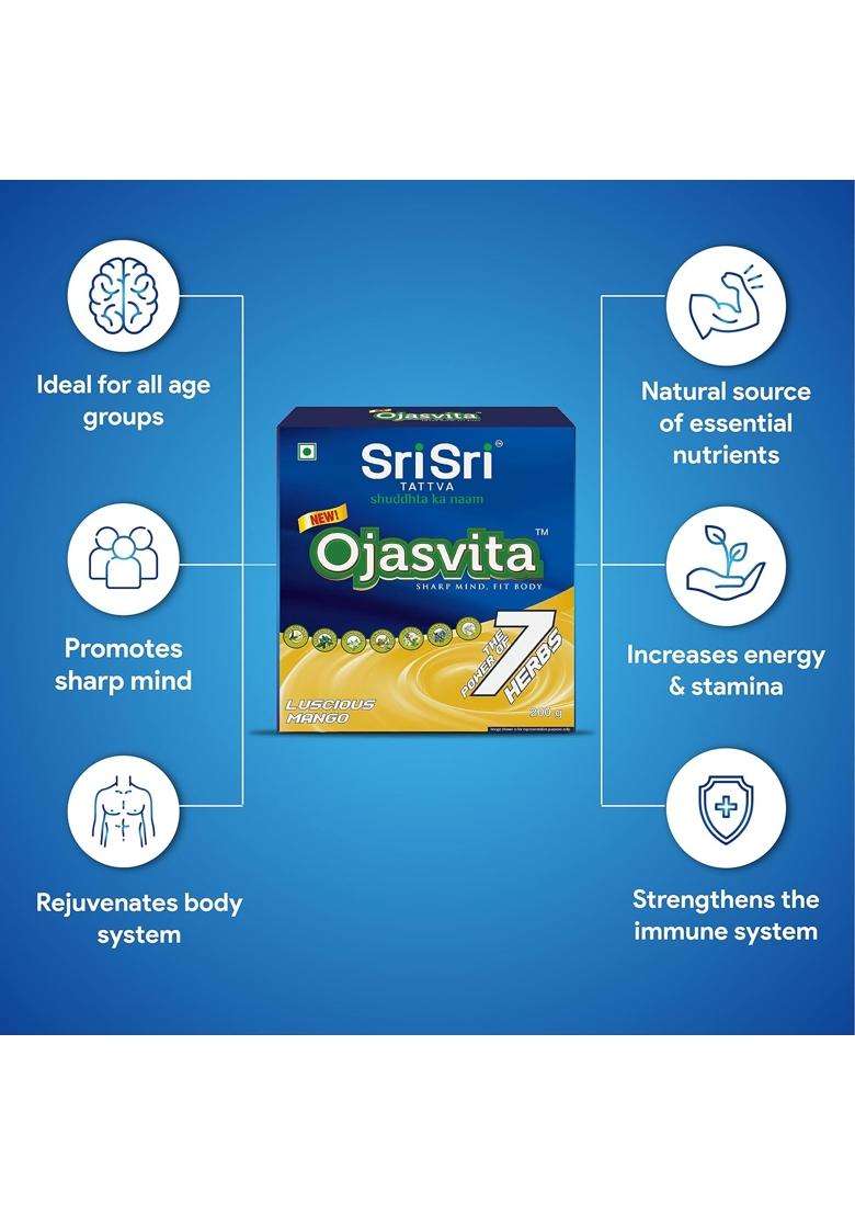 Sri Sri Tattva Ojasvita Mango 200g | Drink Mix for Sharp Mind & Healthy Body - Indya