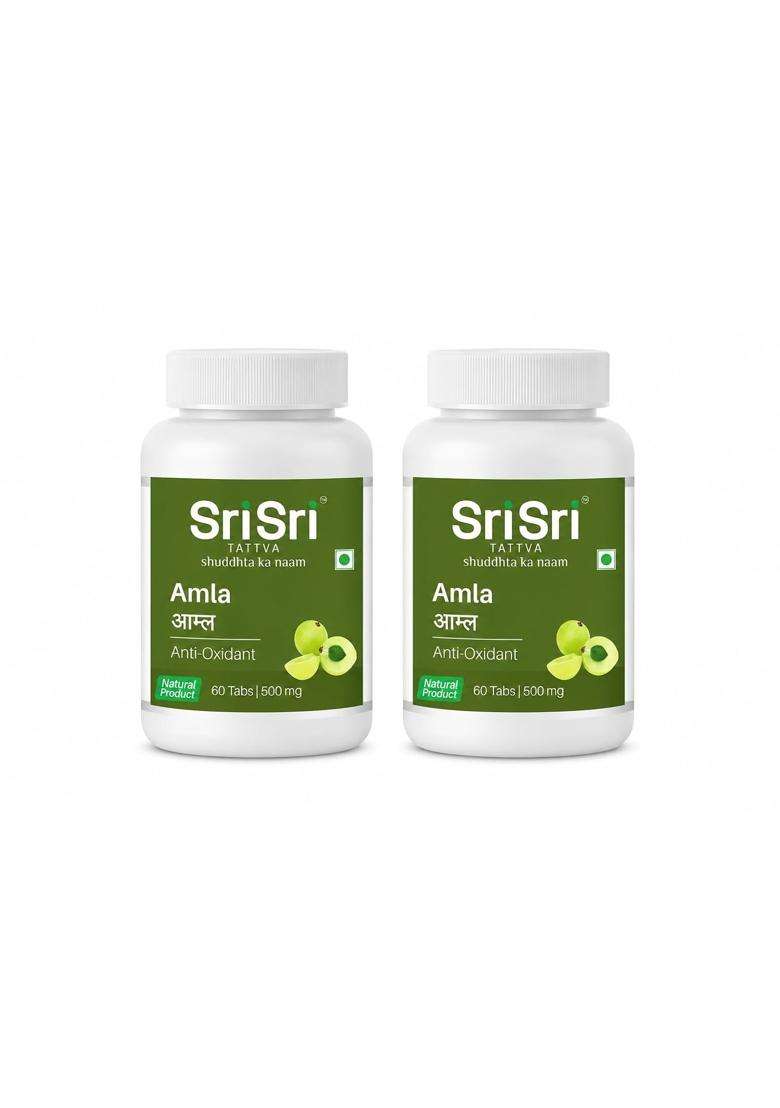 Sri Sri Tattva Amla Tablets 500mg (Pack of 2) | Authentic Traditional Formula | 120 Tablets | Ayurvedic Antioxidant & Immunity Support | 60 Tablets - Indya