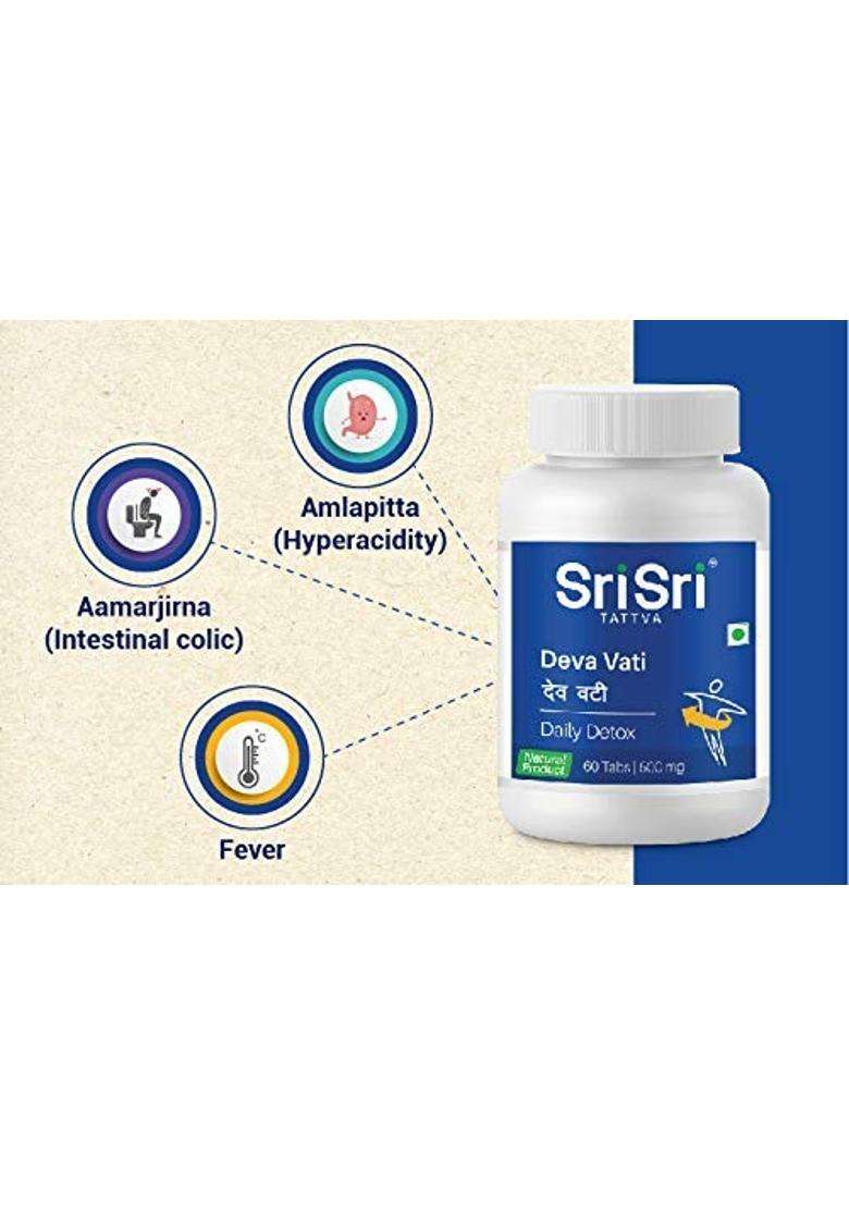 Sri Sri Tattva Deva Vati 500 mg, 60 Tablets | Authentic Ayurvedic Formula - Indya