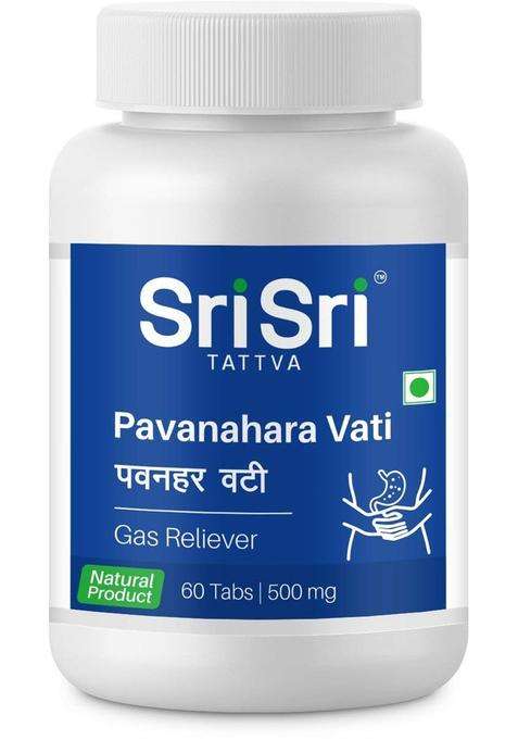 Sri Sri Tattva Pavanhara Vati Gas Reliever, 60 Tabs | Authentic Ayurvedic Formula | 500mg