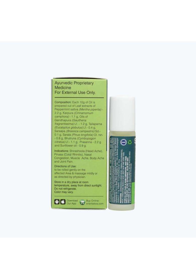 Sri Sri Tattva Roll Easy Herb Rub, 10 ml, Ayurvedic Roll-On for Headache, Cold and Joint Pain Relief (Pack of 2) | Authentic Traditional Formula - Indya