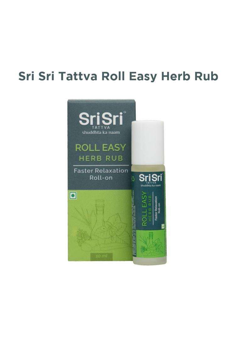 Sri Sri Tattva Roll Easy Herb Rub, 10 ml, Ayurvedic Roll-On for Headache, Cold and Joint Pain Relief (Pack of 2) | Authentic Traditional Formula - Indya