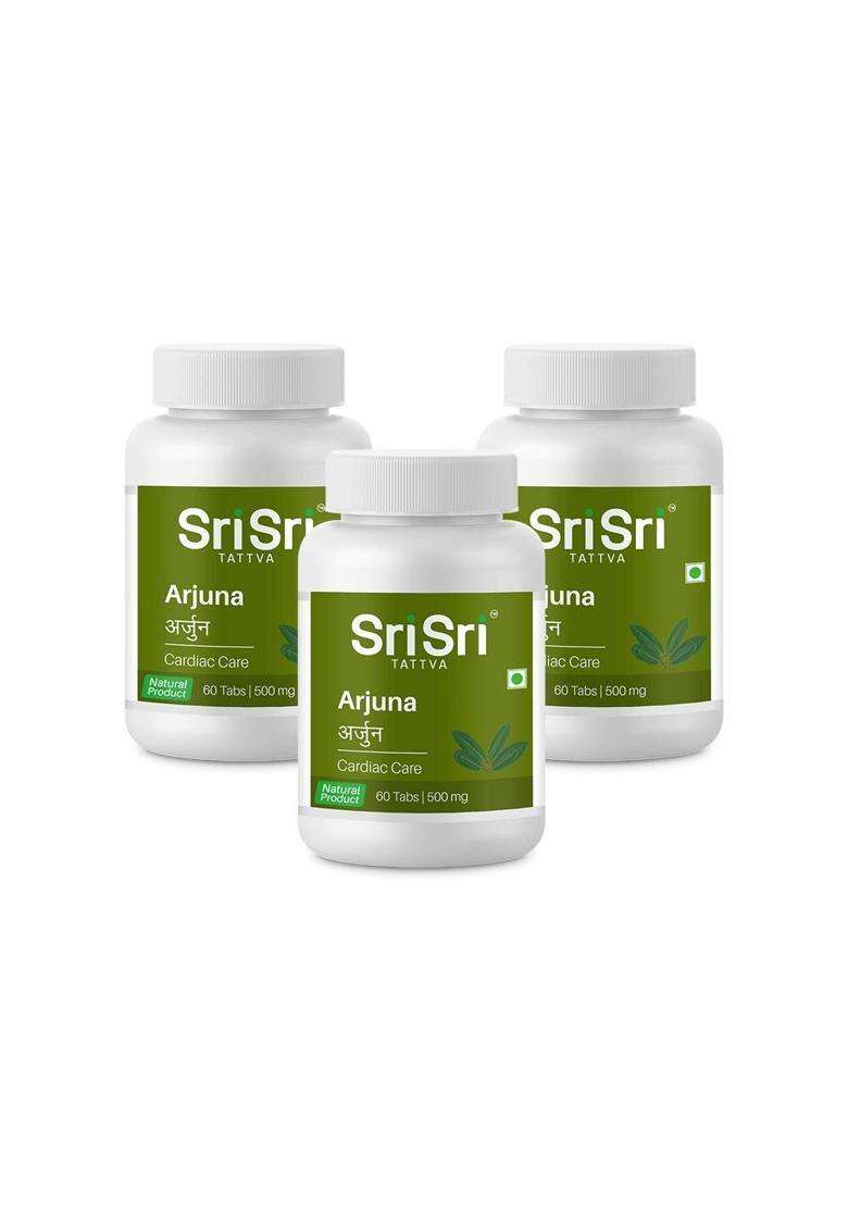 Sri Sri Tattva Arjuna Tablets 500 mg, 60 Tablets (Pack of 3) | Heart & Cardiovascular Wellness Support | 60 Tablets - Indya