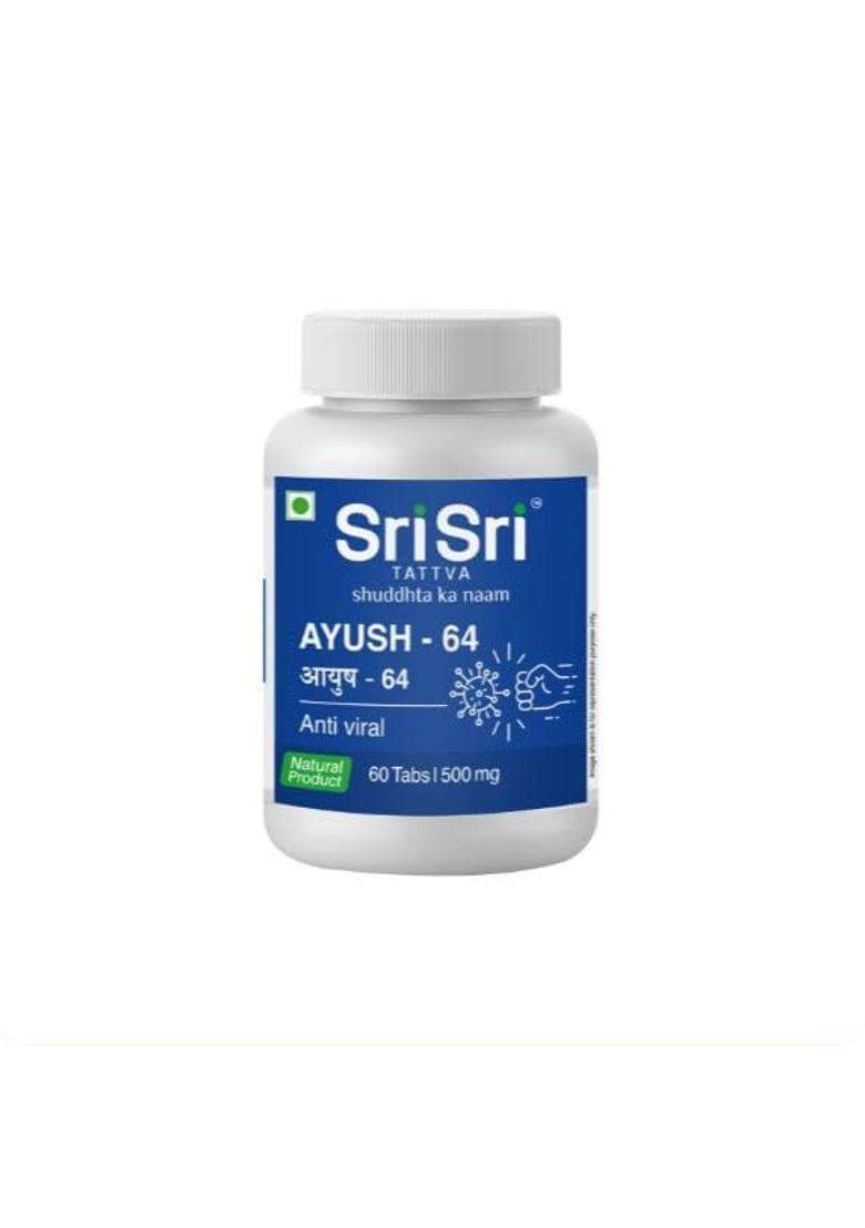 Sri Sri Tattva Ayush 64 500mg | Authentic Traditional Formula | Ayurvedic Herbal Tablets for Immunity & Respiratory Wellness Support | 60 Tablets - Indya