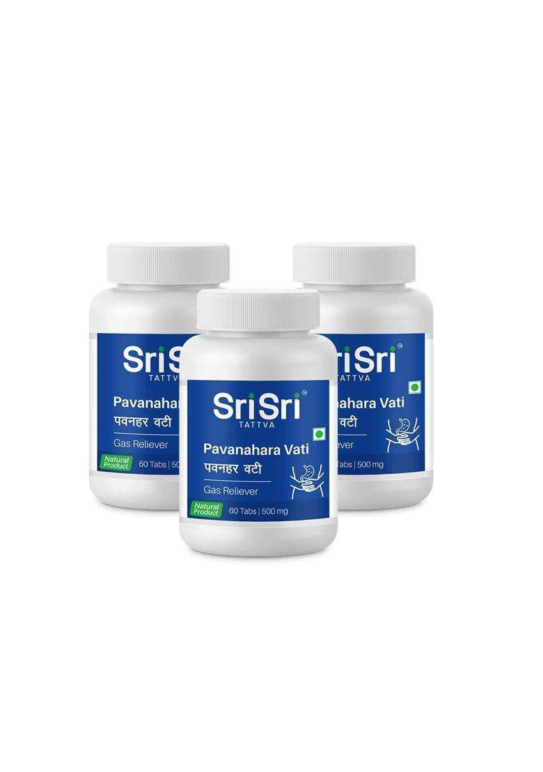 Sri Sri Tattva Pavanahara Vati Tablets 500mg (Pack of 3) | Authentic Traditional Formula | 180 Tablets | Gas Bloating & Digestive Wellness - Indya