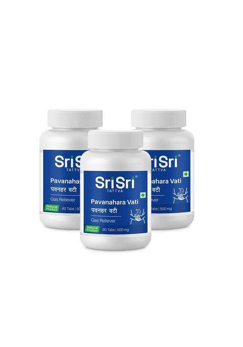 Sri Sri Tattva Pavanahara Vati Tablets 500mg (Pack of 3) | Authentic Traditional Formula | 180 Tablets | Gas Bloating & Digestive Wellness
