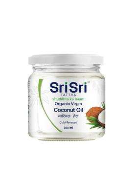 Sri Sri Tattva Organic Virgin Coconut Oil, 300 ml | Cold Pressed, Natural, Pure Coconut Oil for Healthy Hair and Skin Care