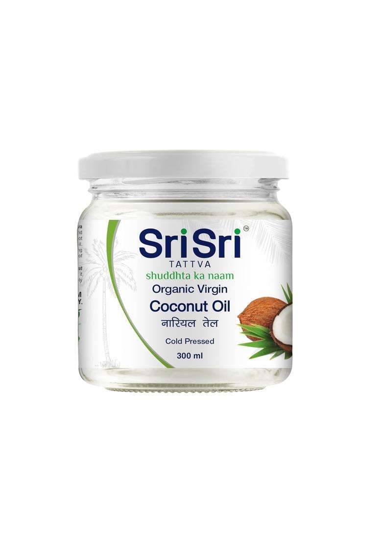 Sri Sri Tattva Organic Virgin Coconut Oil, 300 ml | Cold Pressed, Natural, Pure Coconut Oil for Healthy Hair and Skin Care - Indya