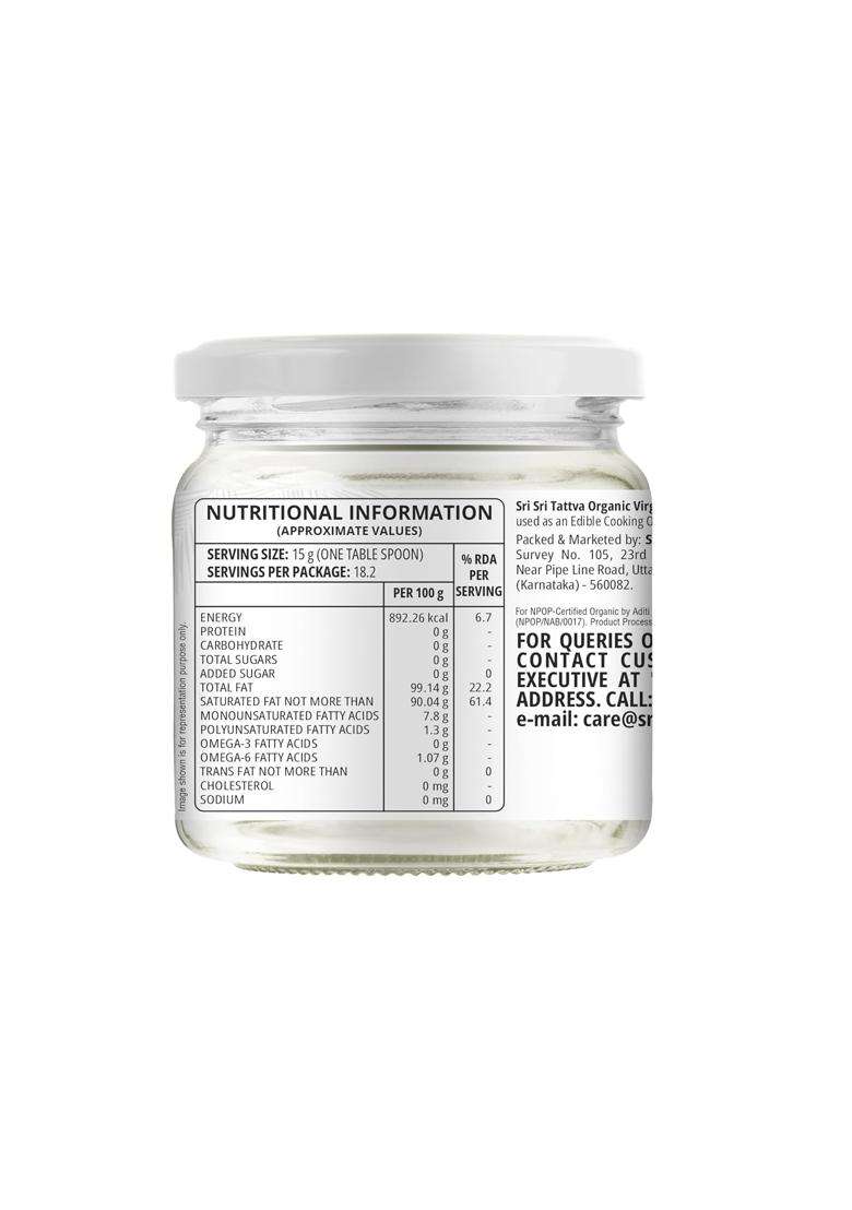 Sri Sri Tattva Organic Virgin Coconut Oil, 300 ml | Cold Pressed, Natural, Pure Coconut Oil for Healthy Hair and Skin Care - Indya