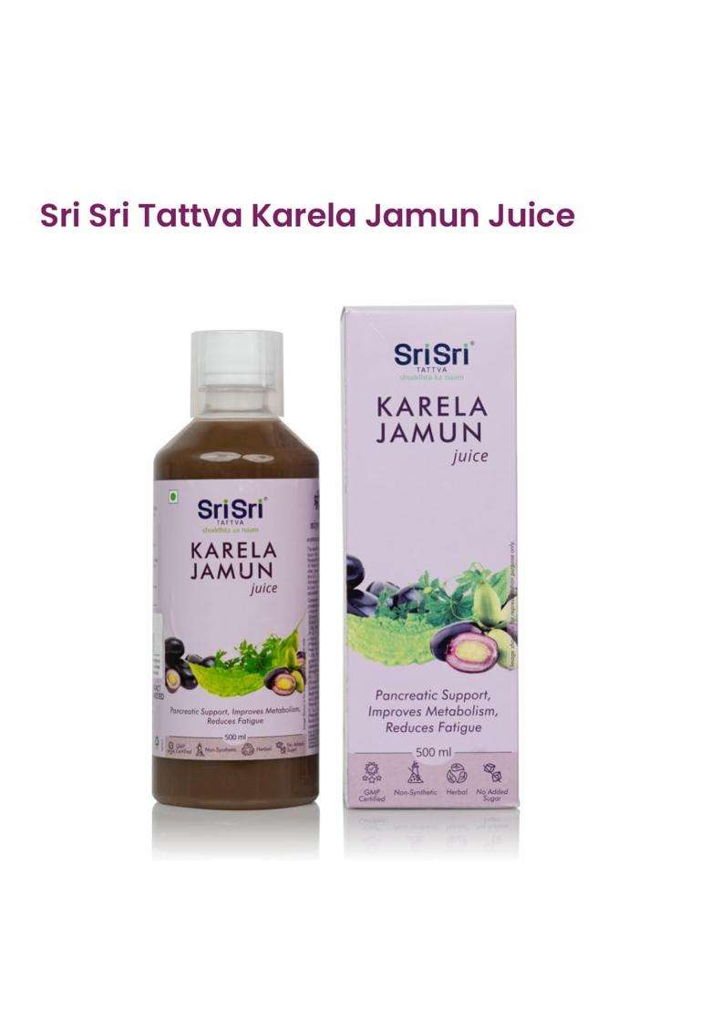 Sri Sri Tattva Karela Jamun Juice 500 ml (Pack of 3) | Maintains Blood Sugar Levels | Reduces Bad Cholesterol | Good for Digestive Health - Indya