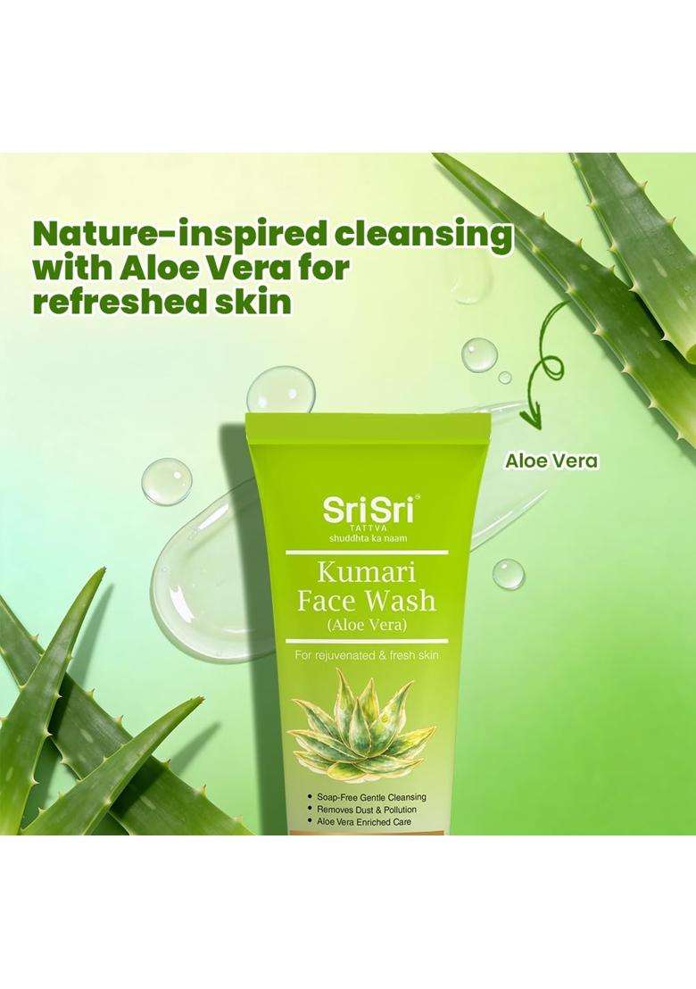 Sri Sri Tattva Face Wash Combo Pack 100 ml x 3 | Kumari Aloe Vera, Anti Acne & Rose Face Wash | Daily Cleansing, Oil Control & Glowing Skin Care - Indya