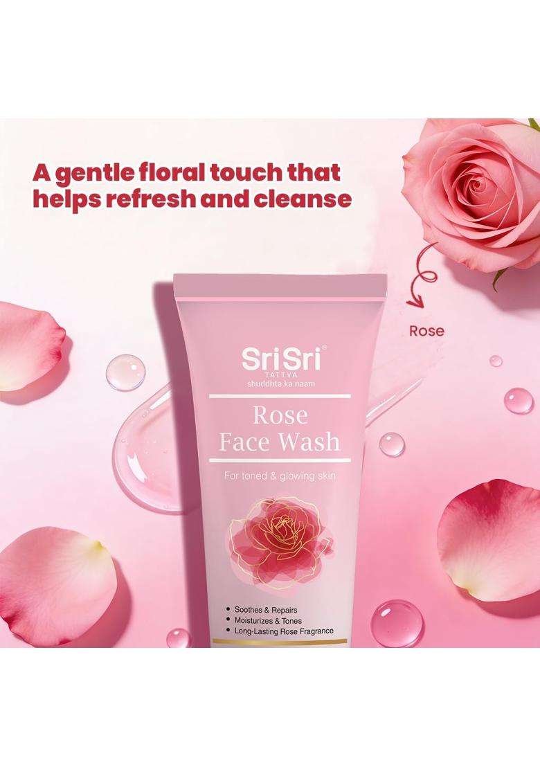 Sri Sri Tattva Face Wash Combo Pack 100 ml x 3 | Kumari Aloe Vera, Anti Acne & Rose Face Wash | Daily Cleansing, Oil Control & Glowing Skin Care - Indya