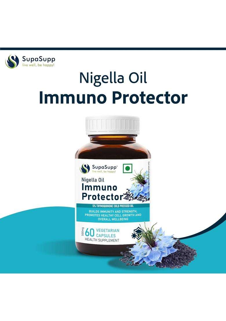 Sri Sri Tattva SupaSupp Nigella Oil Capsules 500 mg, 60 Veg Capsules | Immunity & Respiratory Wellness Support - Indya