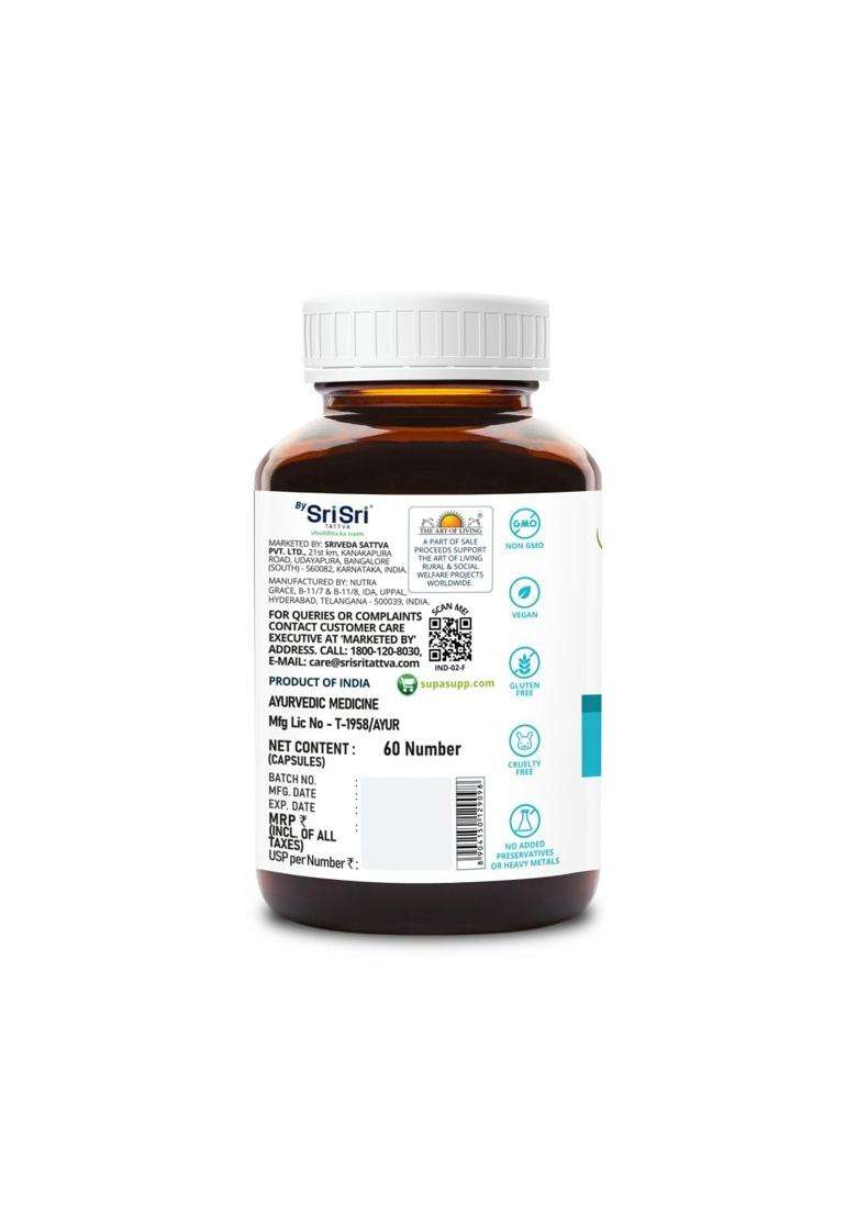 Sri Sri Tattva SupaSupp Nigella Oil Capsules 500 mg, 60 Veg Capsules | Immunity & Respiratory Wellness Support - Indya