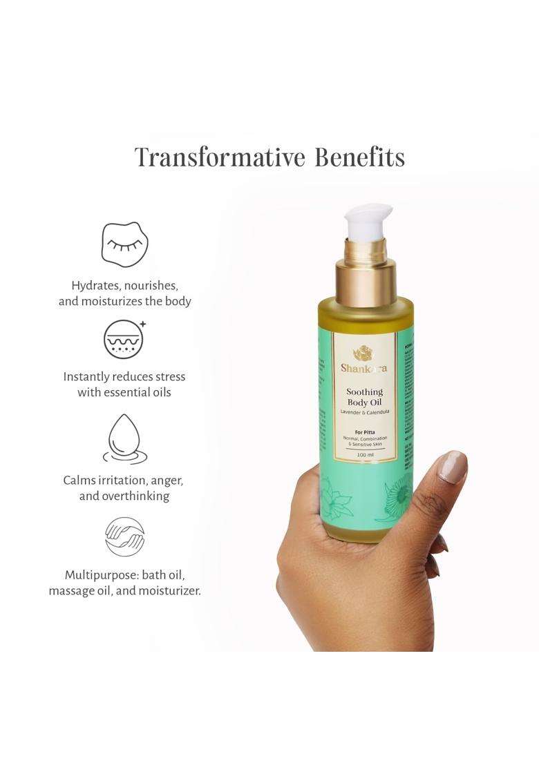 Sri Sri Tattva Shankara Soothing Body Oil, With Pure Essential Oils Nourishing, Calming Formula For Relaxation and Hydration (100 ml) - Indya