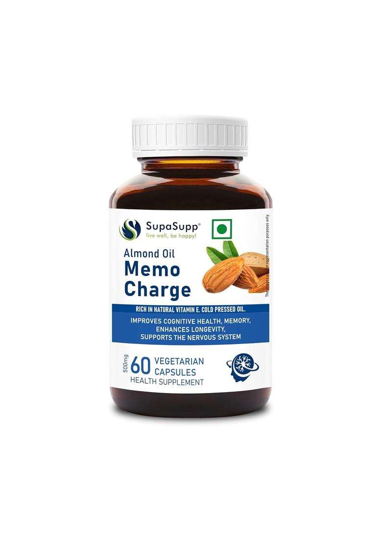 Sri Sri Tattva SupaSupp Almond Oil Memo Charge 60 Veg Cap, 500 mg | Health Supplement - Indya