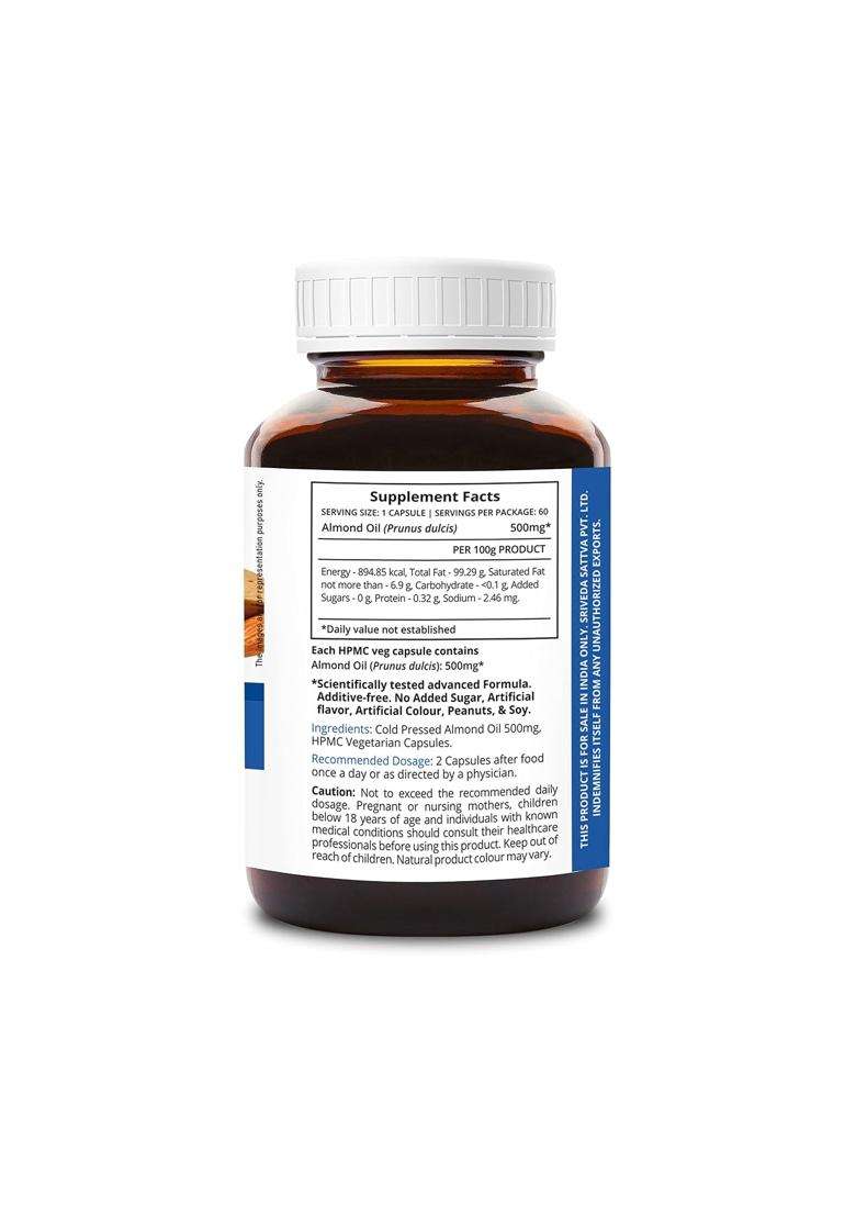Sri Sri Tattva SupaSupp Almond Oil Memo Charge 60 Veg Cap, 500 mg | Health Supplement - Indya