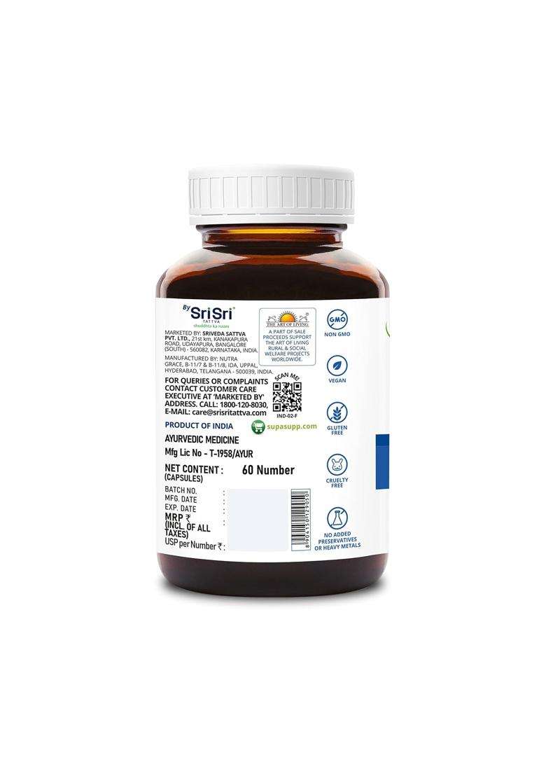 Sri Sri Tattva SupaSupp Almond Oil Memo Charge 60 Veg Cap, 500 mg | Health Supplement - Indya