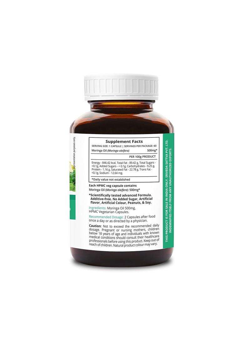 Sri Sri Tattva SupaSupp Moringa Oil Super Food Extract 60 Veg Cap, 500mg | Health Supplement - Indya