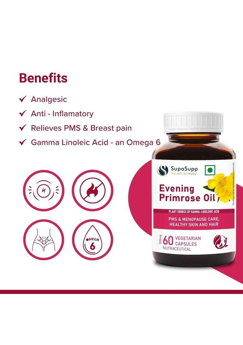 Sri Sri Tattva SupaSupp Evening Primrose Oil 60 Veg Cap, 500 mg | Women